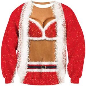 Women's Red White Ugly Sweatshirts Long Sleeve Xmas Christmas Sweater